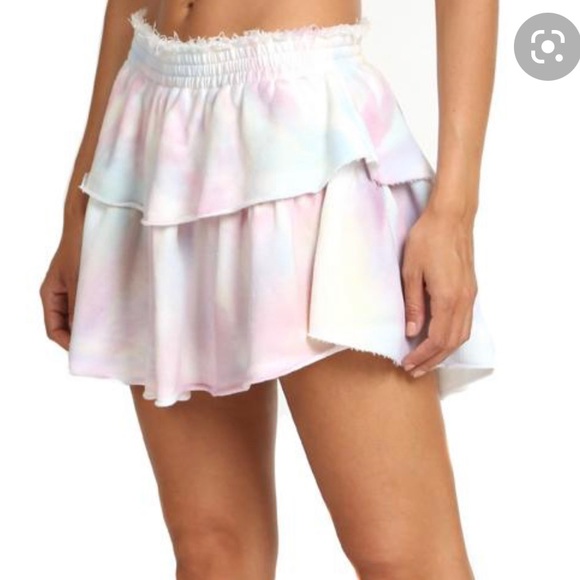 Loveshackfancy Tie Dye Skirt Pink Yellow White Blue Size M...
